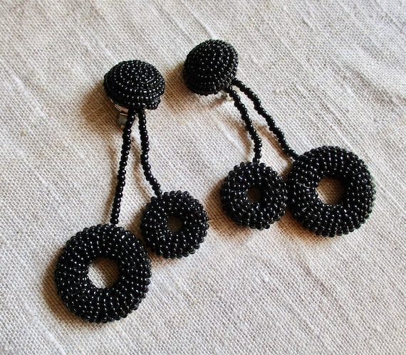 Black sparkly dangle earrings hot sale