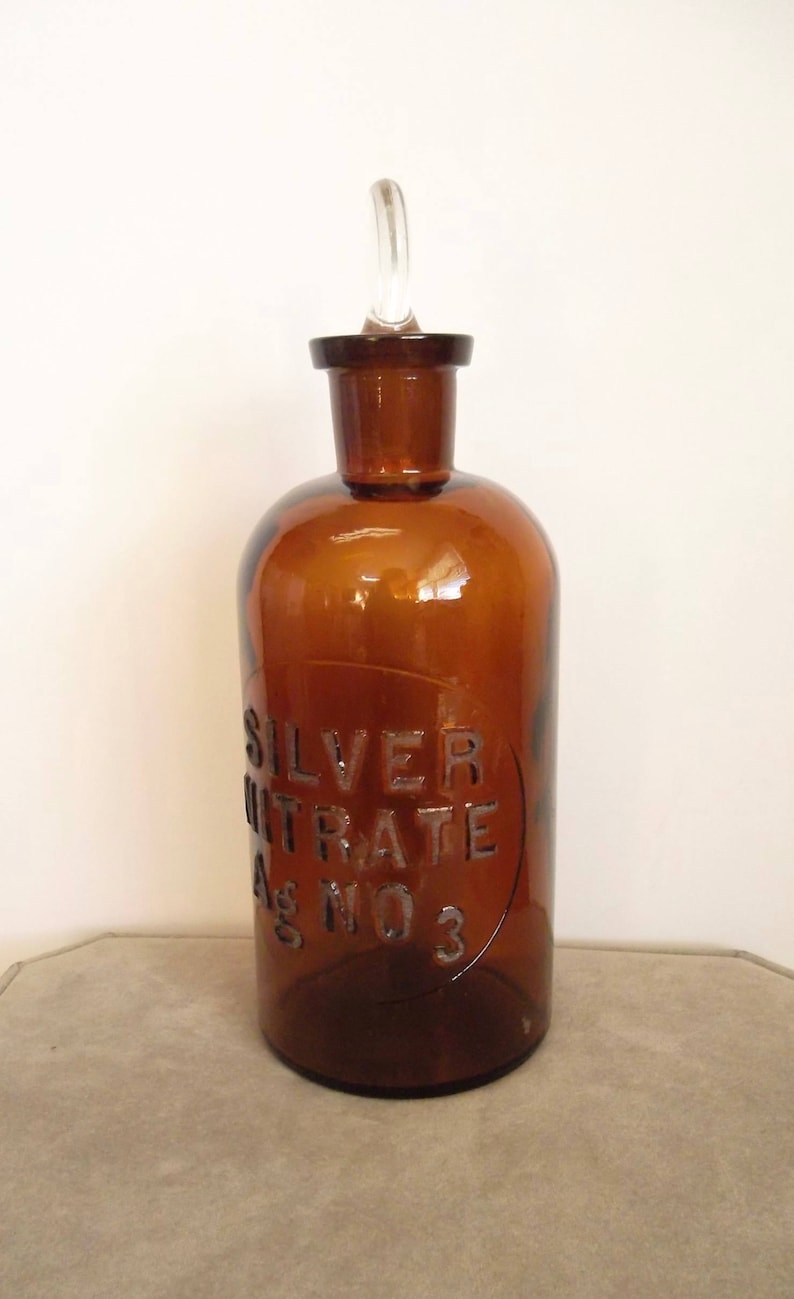 SALE Antique Glass Medicine Bottle Silver Nitrate Ag No 3 Etsy