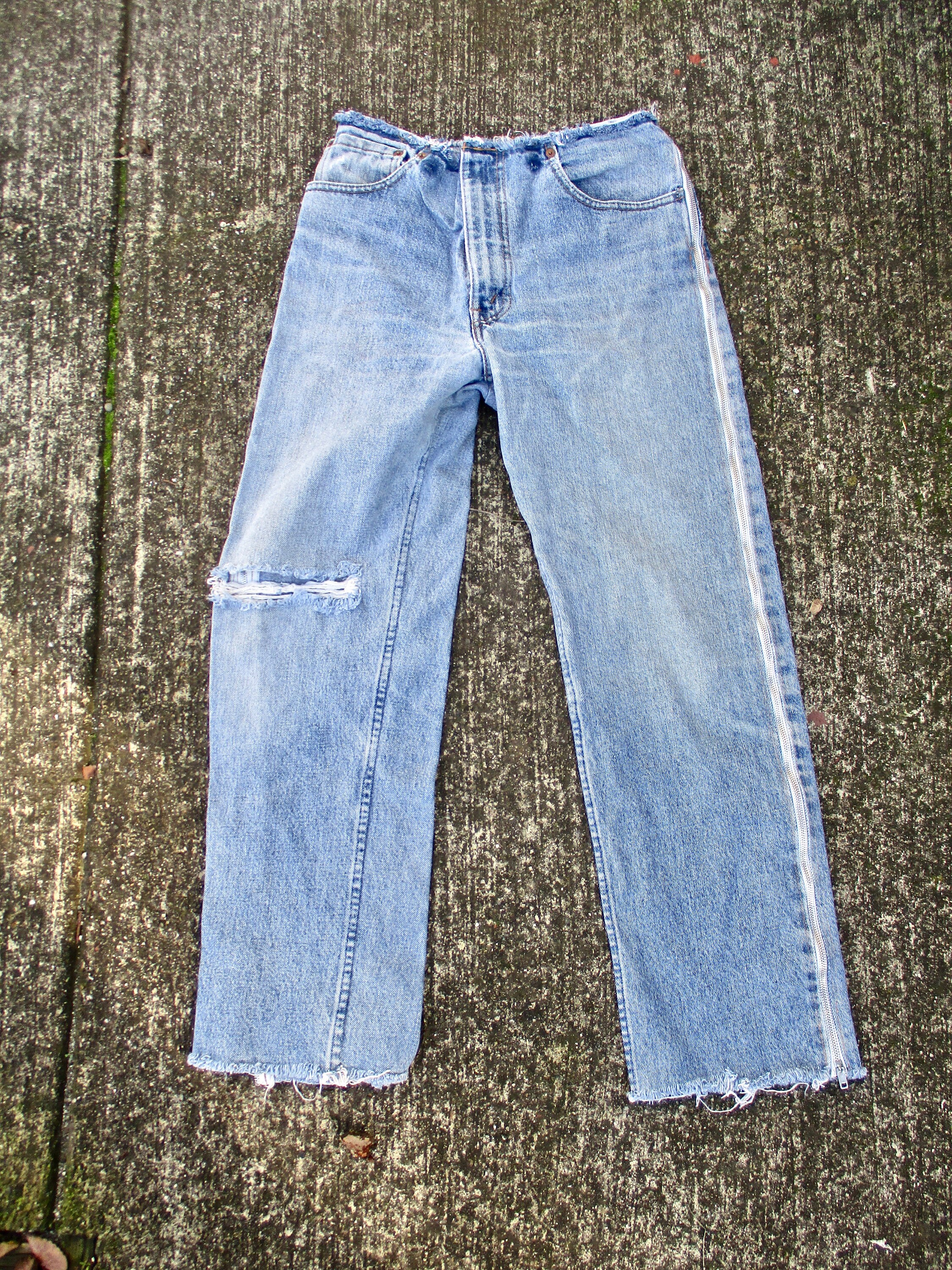 90s LEVIS JEANS Side Zipper Jeans Size 4, Custom Zippered 90s LEVIS JEANS Side Zipper Jeans Size 4, Custom Zippered