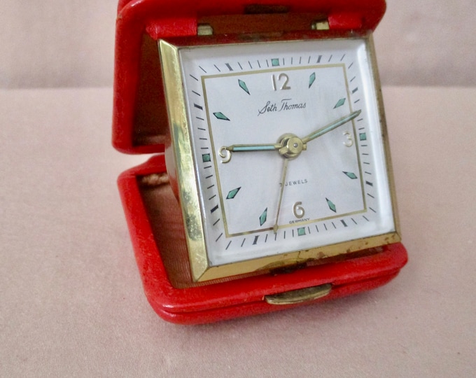Vintage Seth Thomas Travel Clock 7 Jewels Mechanical Wind up Alarm ...