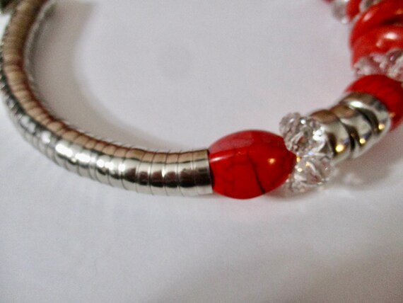 Glam Choker Silver Red Necklace Clear Sparkling C… - image 6