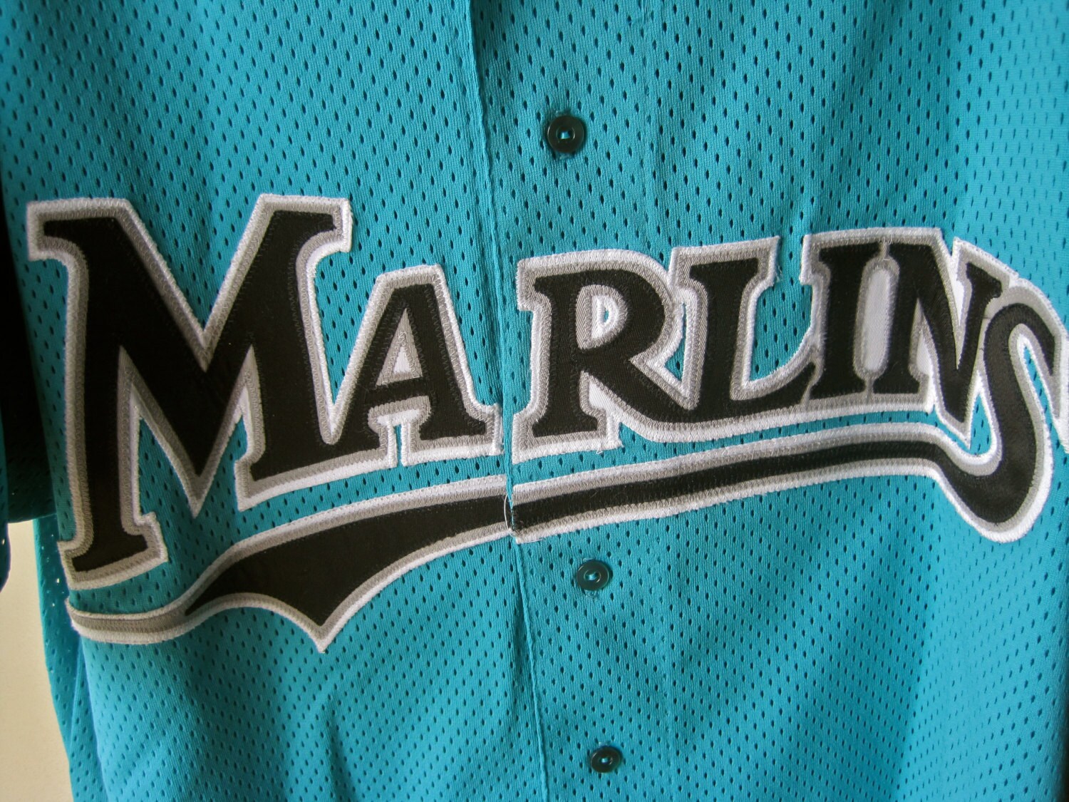 90s Florida Marlins Teal Diamond Collection Mesh Patch Jersey