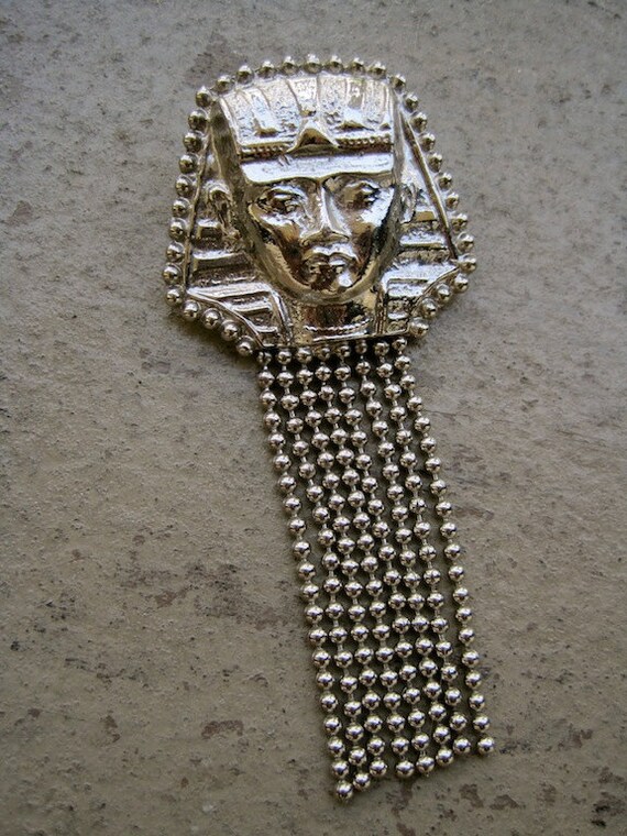 SALE Egyptian Revival Brooch Vintage 70s Pharaoh … - image 2