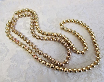 ONLY 16" Gold Bead Choker is LEFT: Vintage 70s Necklaces Threaded on Chain Classic Statement