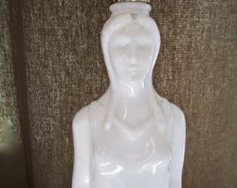 Milk Glass Grecian Woman Bottle Vintage 70s Avon Bath Oil 11" Tall Vintage Vase Classic Bath Boudoir Decor EXCELLENT CONDITION