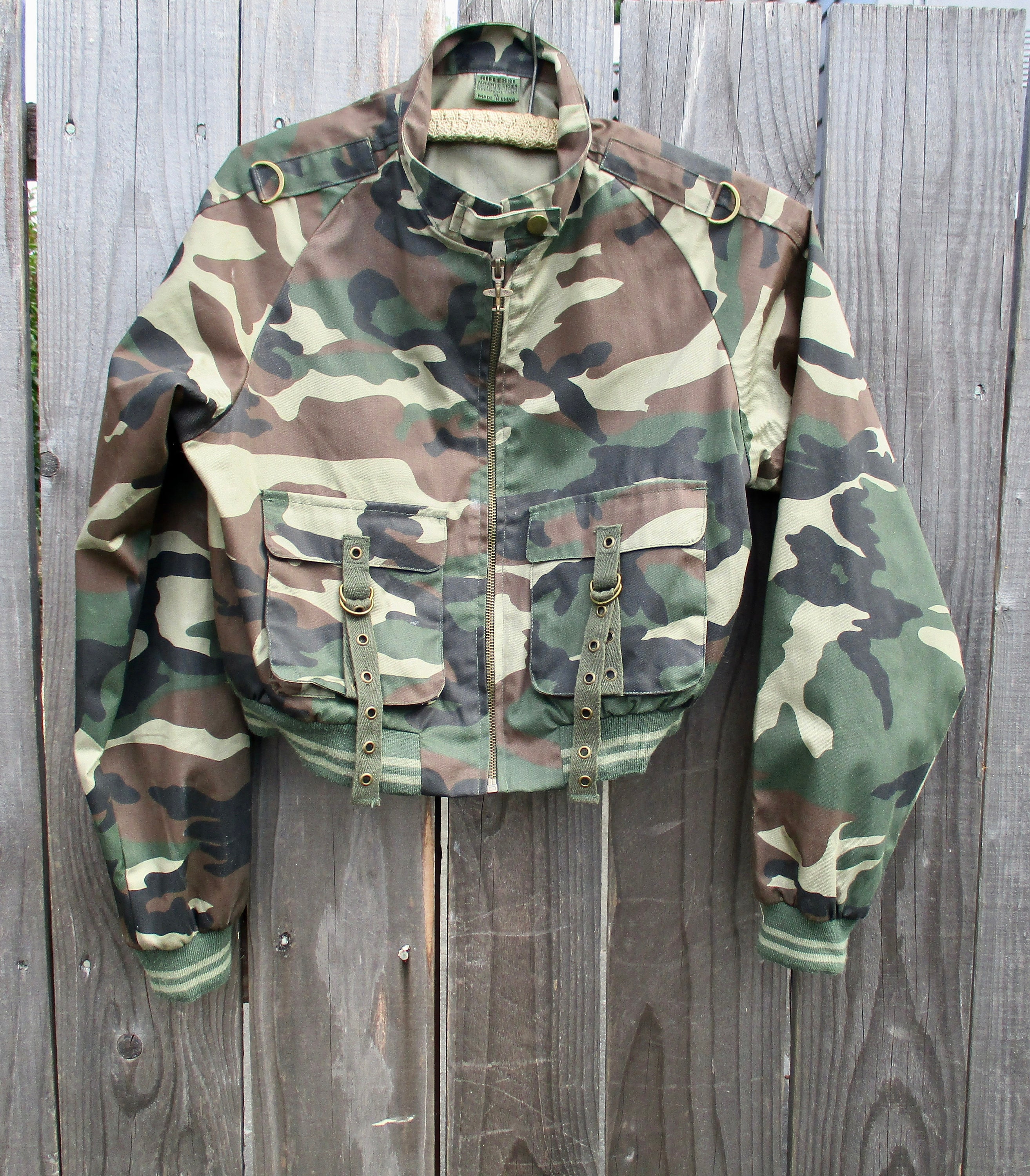 Vintage Camo Bomber Jacket Cropped Women's SIZE S   Etsy