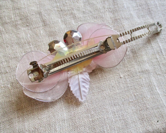 Girls Hair Barrette Pale Pink Floral Hair Accesso… - image 3