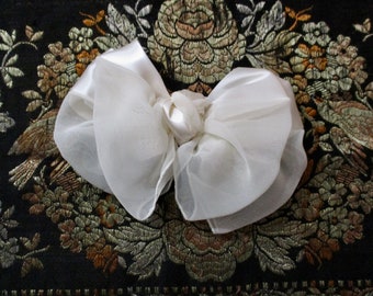 Kirk's Folly Bow Barrette Champagne Chiffon Satin Double Layered Bow 7" Across Coquette Aesthetic Bridal, Weddings, Formal, Prom, LOVELY