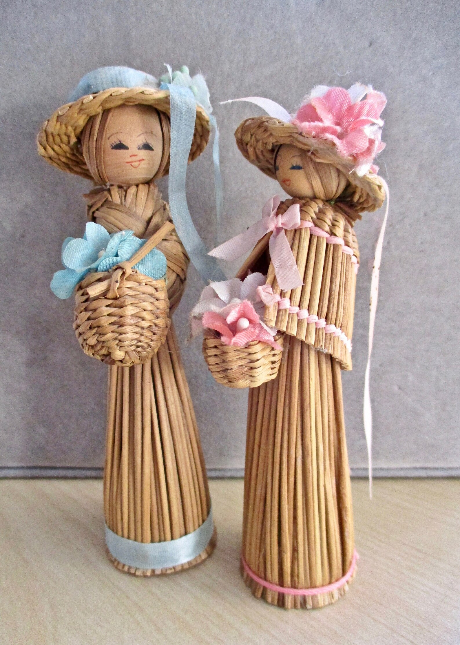 Broom Straw Dolls Hand Crafted Miniature Wicker Woven Vintage Etsy