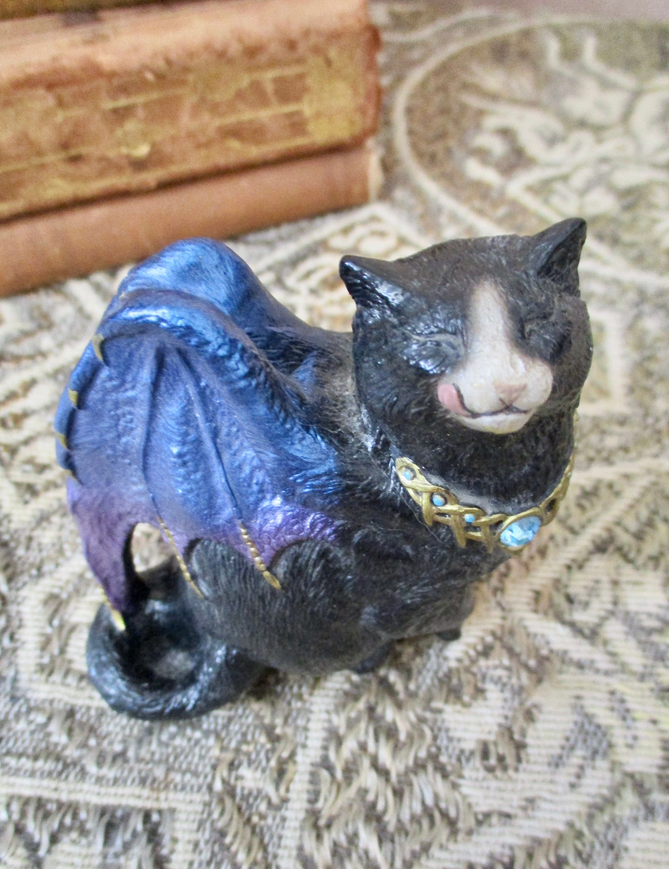 Black Cat Figurine Windstone Editions Flap Cat 1988 PENA Cat