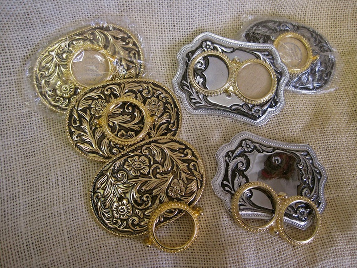 WESTERN Belt Buckle Blanks with Coin Holder Quantity of 7 Etsy