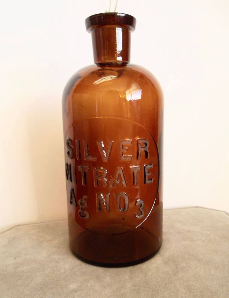SALE Antique Glass Medicine Bottle Silver Nitrate Ag No 3 Etsy