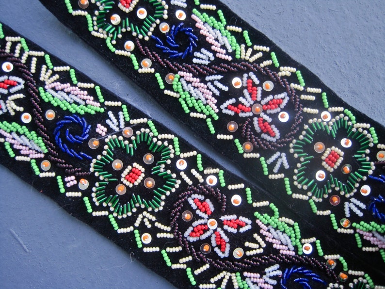 Beaded Velvet Belt Seed Beads and Bugle Beads Sequins GYPSY Etsy