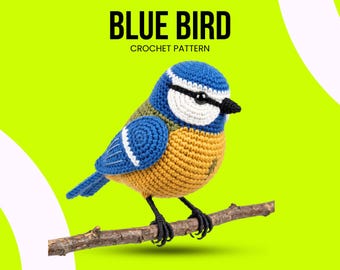 Realistische pimpelmees haakpatroon pdf-pdf zelfstudie amigurumi-vogel neerstrijken digitale download