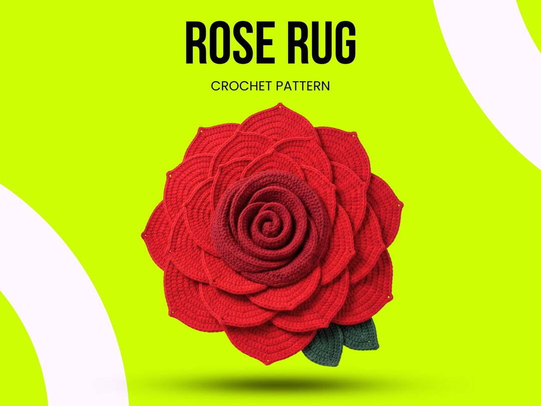 Red Rose Floor Rug Crochet Pattern PDF 3D Floral Home Decor Digital ...