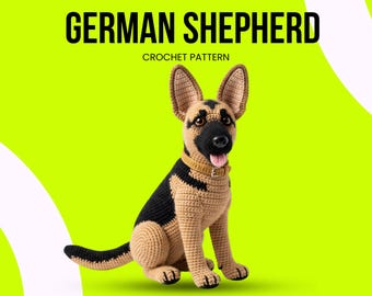 Realistic German Shepherd Crochet Pattern PDF Sitting Dog Amigurumi Tutorial Instant Digital Download