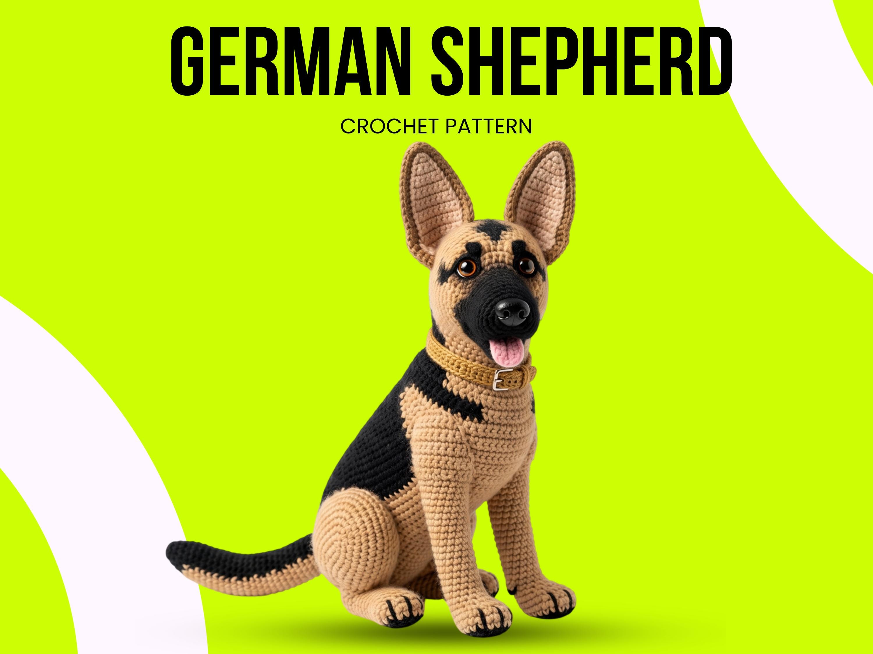 38 German Shepherd Crochet Patterns for Amigurumi, Decor, and Dog Lover Gifts 2 Realistic German Shepherd Sitting Dog Amigurumi Tutorial