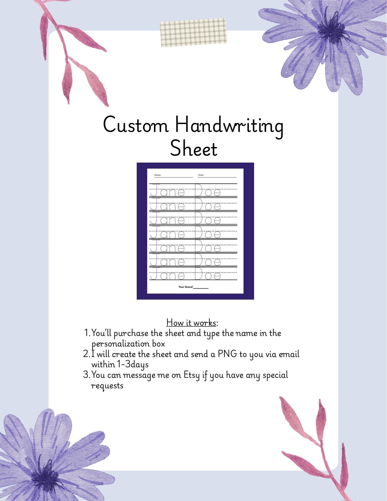 Custom Handwriting Practice Sheet | Personalized Writing Worksheet