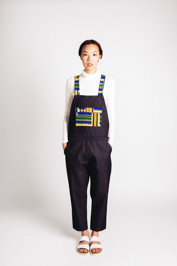 green denim dungarees