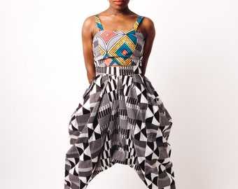 Black and White High Waisted African Print Bianca Pants