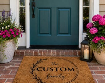 Personalized Family Name Doormat, Custom Last Name Welcome Mat, Monogram Door Mat, Housewarming Gift
