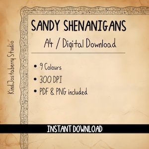Sandy Shenanigans Ancient Egypt Page Border – Hand-Drawn Digital Download (A4)