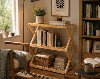 Wooden Shoe Rack 3 Tier - Foldable Shoe Storage Organizer, Entryway Shoe Shelf, Space Saving Shoe Stand, Minimalist Shoe Rack