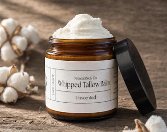 Unscented Whipped Tallow Balm | Grass Fed Fragrance Free Moisturizer