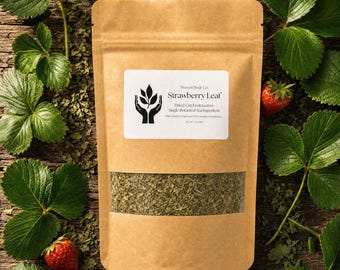 Hojas de fresa / Hojas secas y cortadas / Ingrediente para té de hojas de fruta