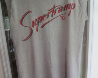 Camiseta sin mangas original vintage de la gira mundial de conciertos de Supertramp de 1983 - Talla mediana