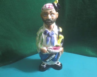 Fun Vintage Shabby Kitsch Chic Hobo Pirate Liquor Rye Ceramic Decanter