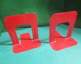 Vintage Industrial Red Metal Bookends.