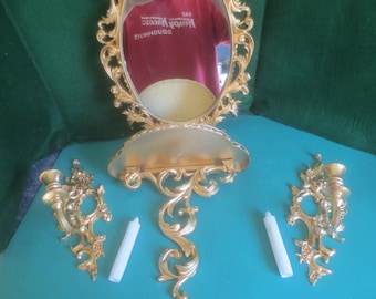 Vintage Retro Fun Shabby Chic Kitschy Kitsch Holywood Regency Wall Mirror Decor Set.