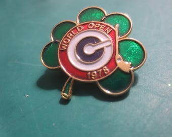 Vintage geëmailleerde pin World Open curling 1978