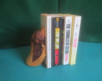 Vintage Handcrafted Handmade Log Branch Wood Single Bookend.