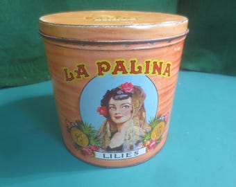 La Palina Lilies Vintage Cigar Tobacco Round Tin Canister