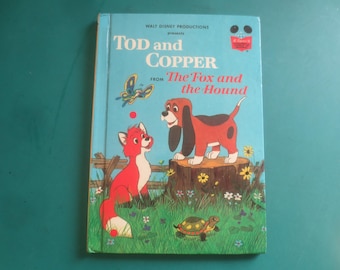 Primera edición vintage de 1981 de Tod y Copper del libro infantil El zorro y el sabueso de Disney.
