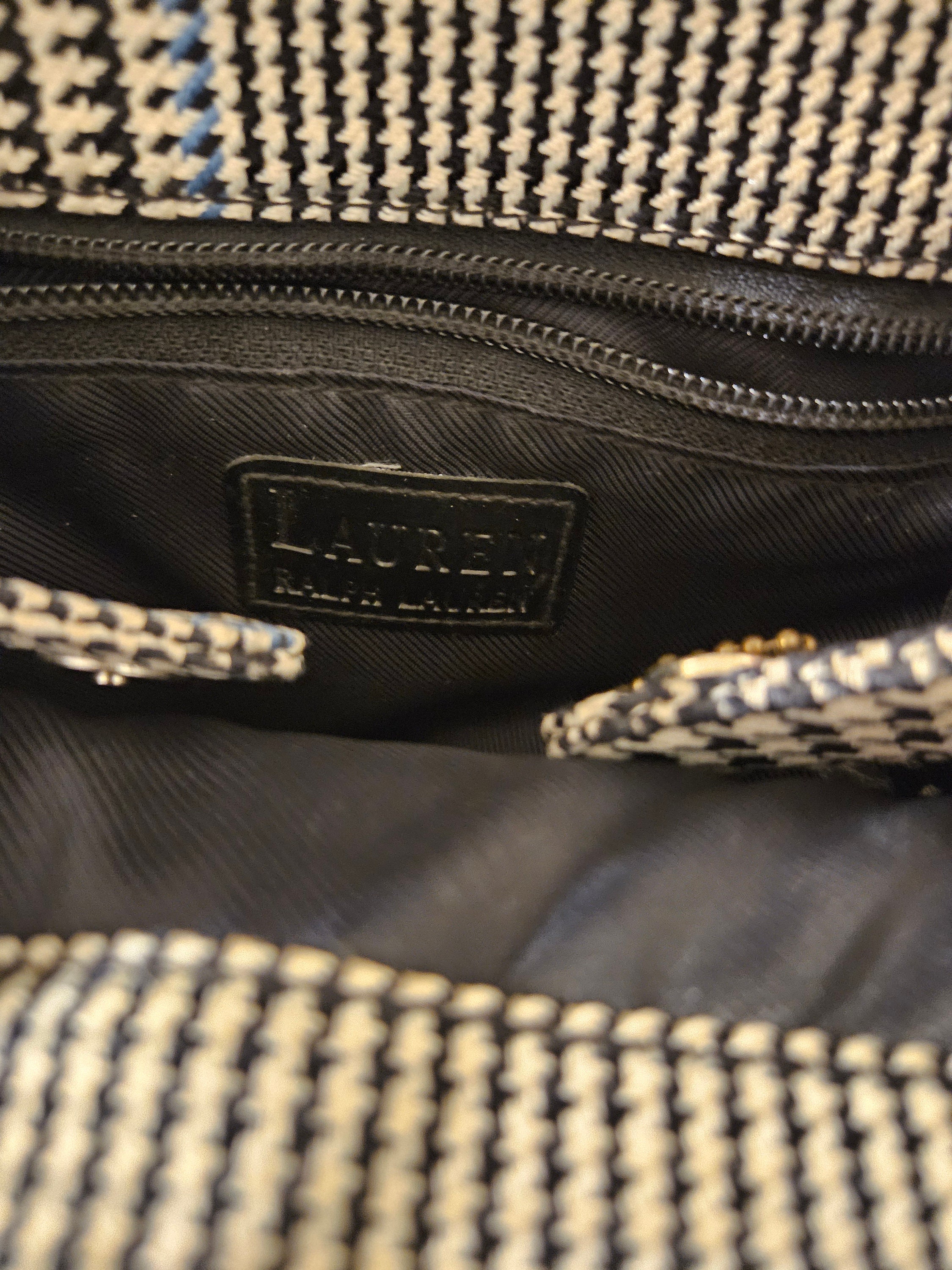 Vintage RALPH LAUREN Houndstooth Plaid Canvas Bag Purse