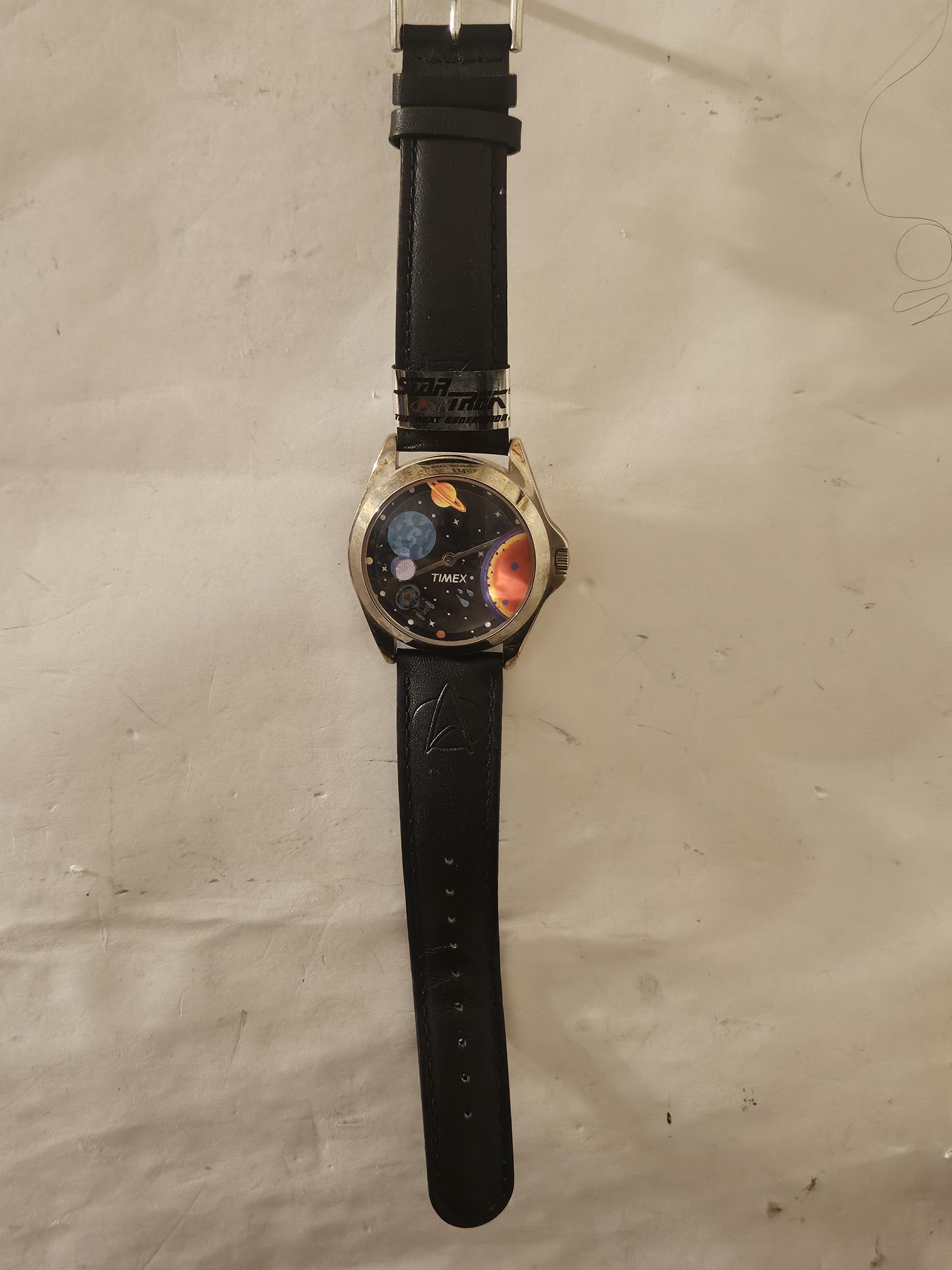 Vtg 90s Star Trek TNG Watch Cloaking Romulan Warbird 3D 1993 Silver Tone Black