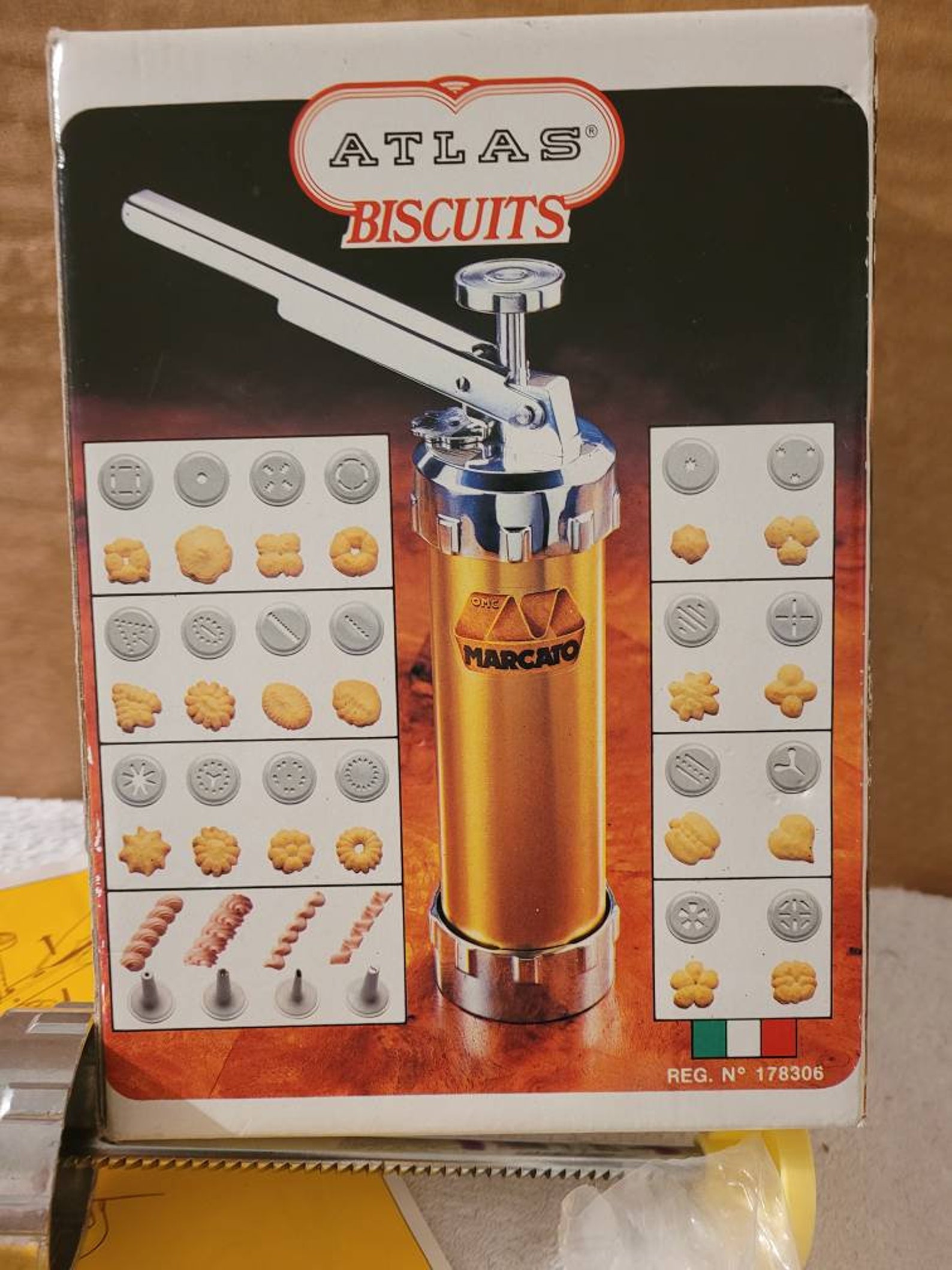 Marcato Atlas Biscuits Cookie Press 4 Tips & 20 Discs Vintage Etsy