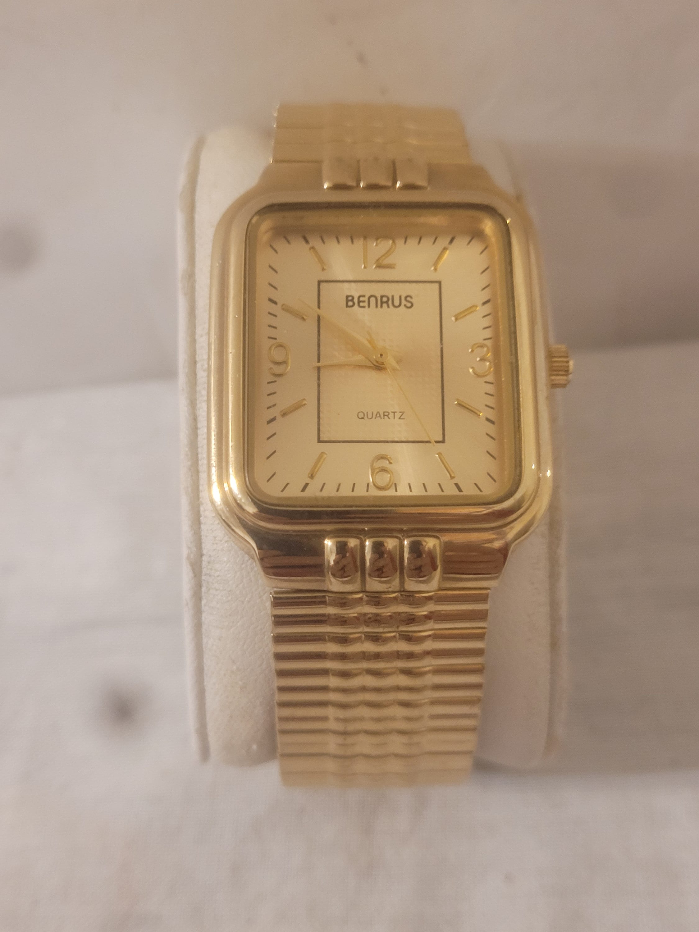 BENRUS Mens Quartz Watch BN201M Gold Dial Gold Tone Stainless Steel Stretch Band Etsy Australia