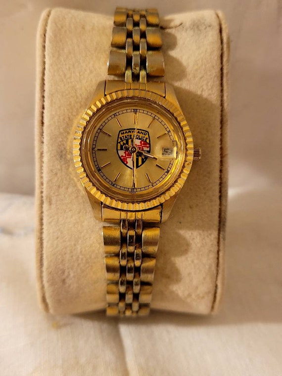 Vtg Maryland state police gold tone  woman watch