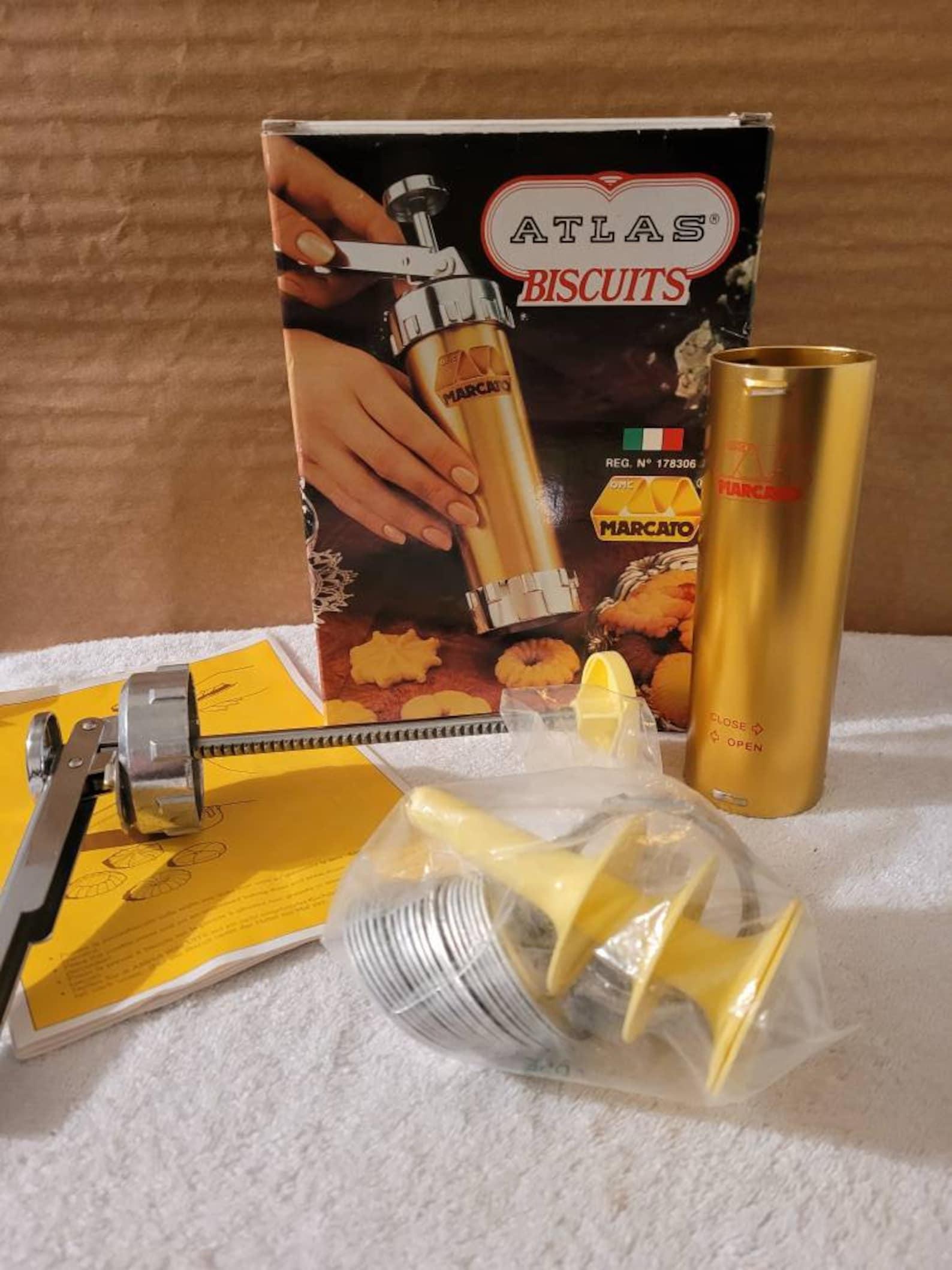 Marcato Atlas Biscuits Cookie Press 4 Tips & 20 Discs Vintage Etsy