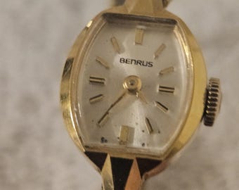 Vintage Benrus Swiss 10k gf Ladies Wrist Watch Glen Band Not Working Vintage Benrus Swiss 10k gf Ladies Wrist Watch Glen Band Not  main image 3