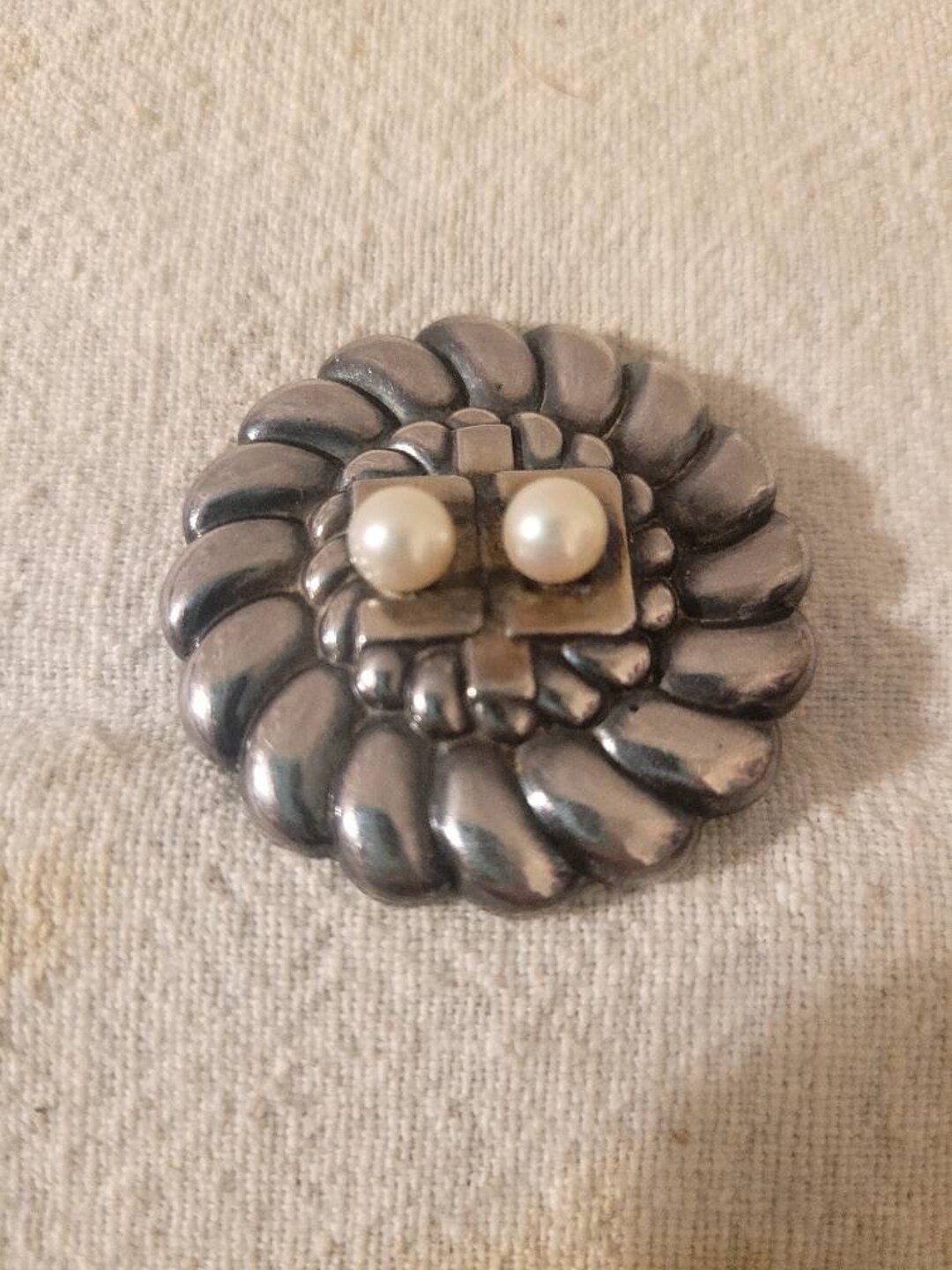 Vintage 1955 Tokyo Congress Sterling Silver Pearl Pin: WWII