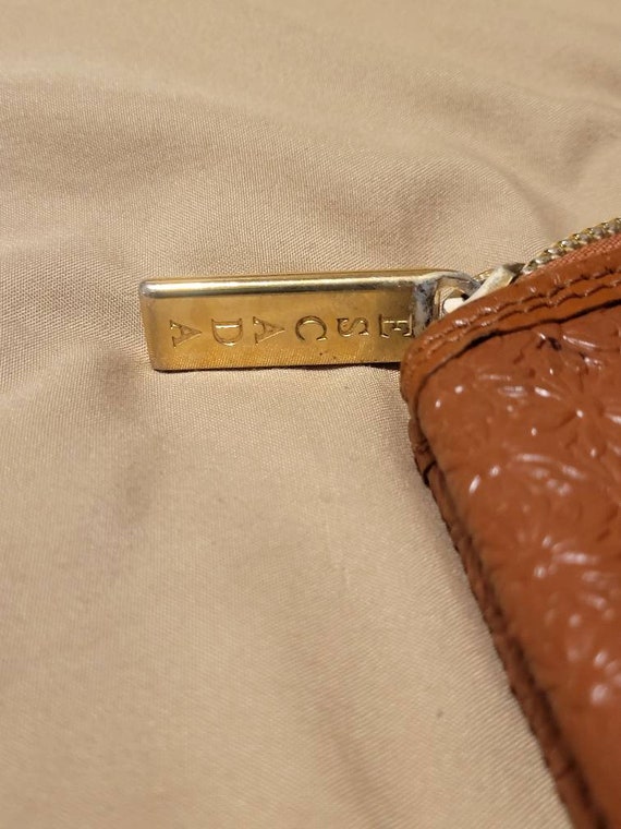 Vintage Escada brown leather daisy embossed makeu… - image 3