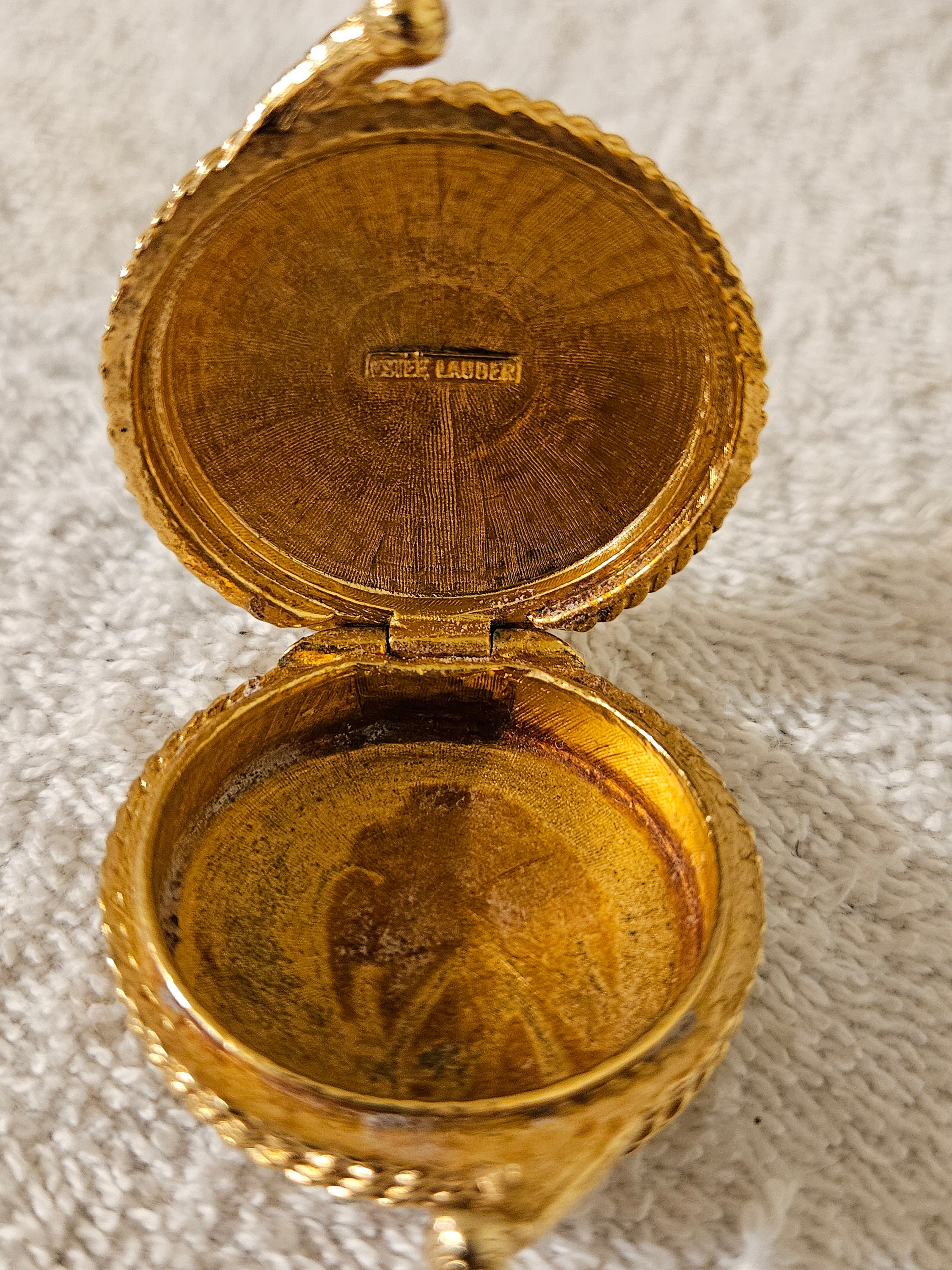 Vintage Estee Lauder Solid Perfume Gold Rope Compact 