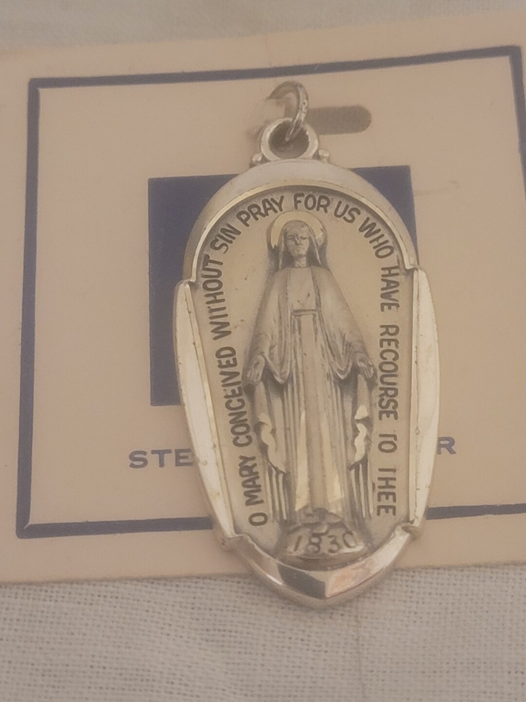 Vintage Catholic Creed Sterling Silver Miraculous Medal XL Religious ...