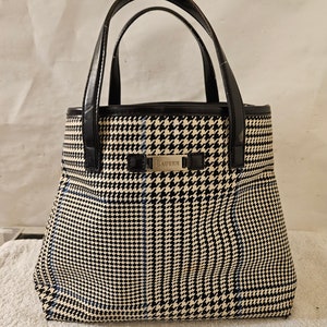 Vintage RALPH LAUREN Houndstooth Plaid Canvas Bag Purse Handbag t18