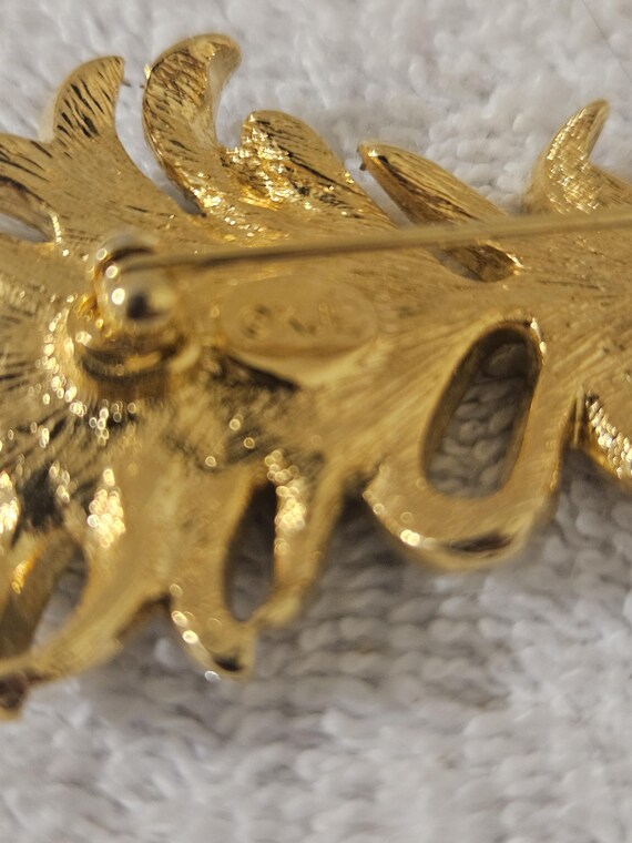 Vintage KJL Kenneth Jay Lane Rhinestone Feather B… - image 3
